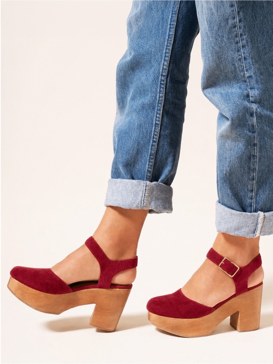 Charlotte Stone Shoes - Charlotte Stone - Suede Sal Clog Heels - Red